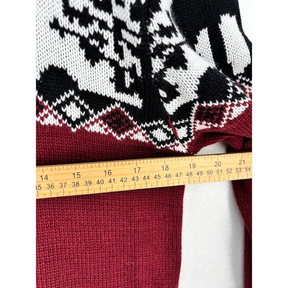 BoohooMAN Men's Reindeer Christmas Sweater Red White Black Size M - Picture 7 of 11